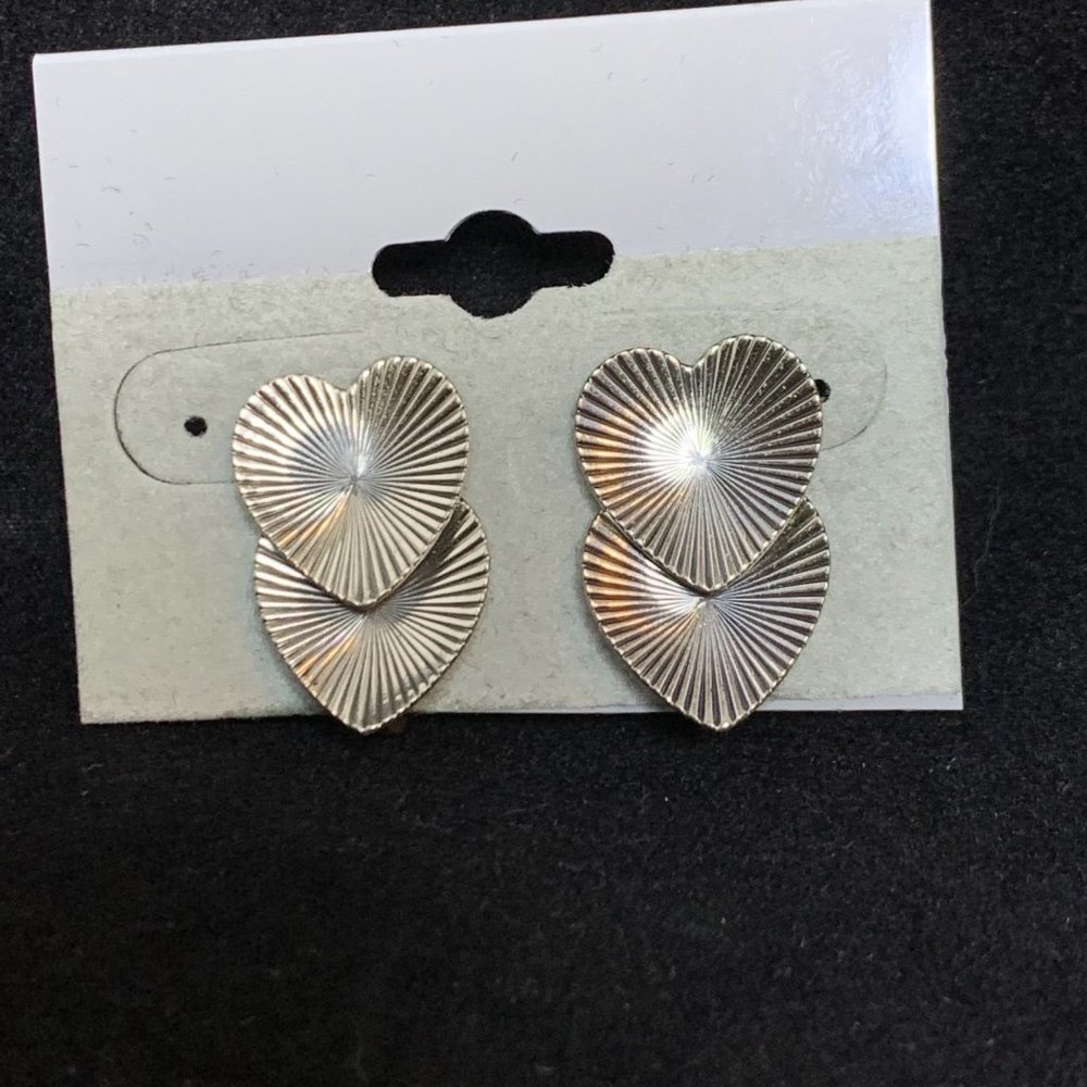 Beau Sterling Silver Double Heart Earrings